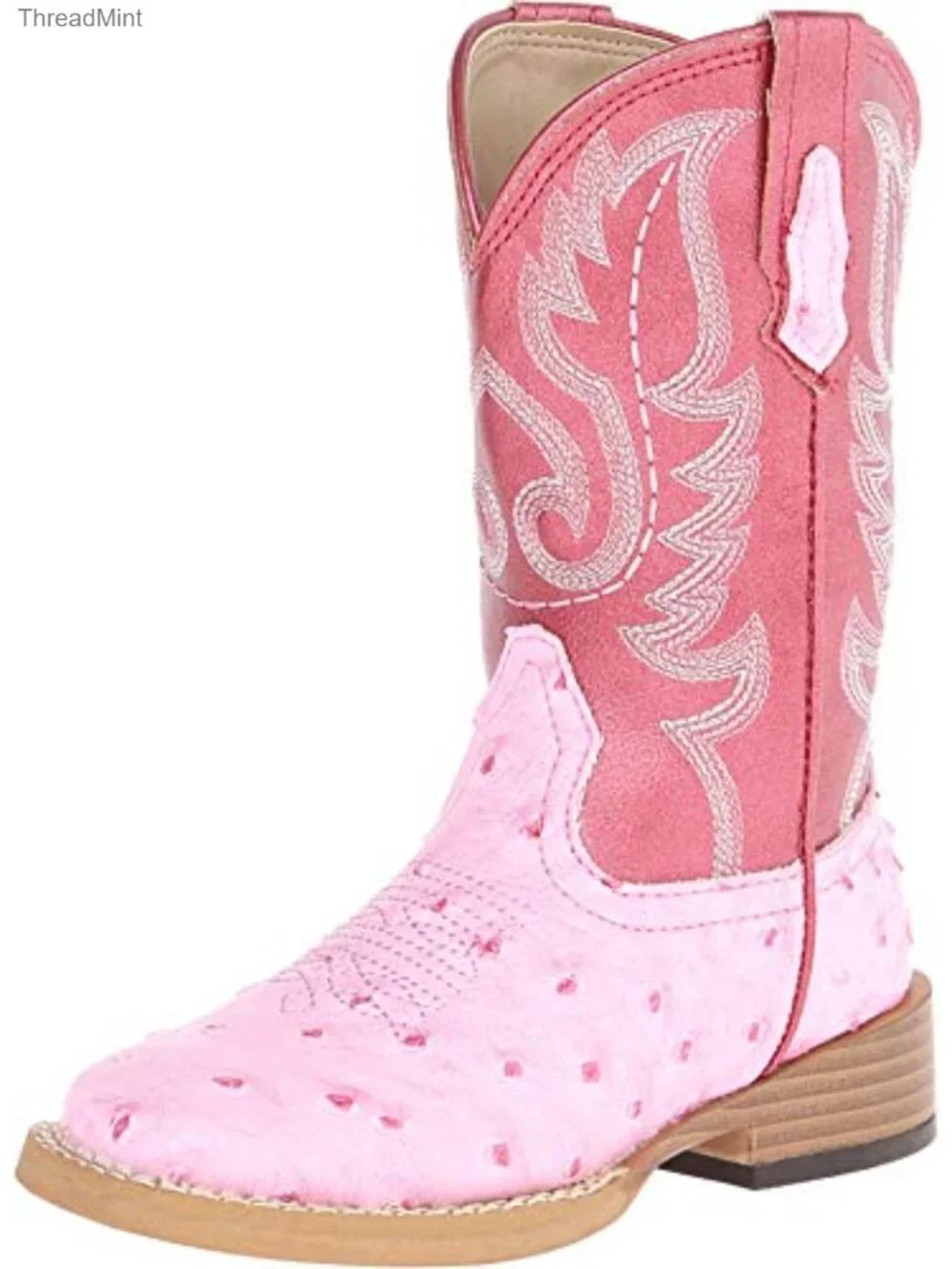 Faux Leather Infant Boys Cowboy Boots Pull On Square Toe